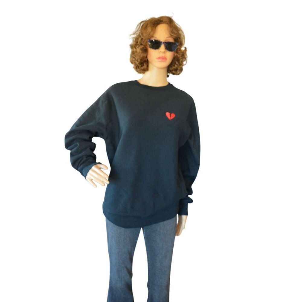 Riot Society Broken Heart Pullover Sweatshirt Black Men Size S Emo Punk Casual